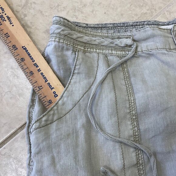Blue Earth 100% Linen Pants women’s 4 Pants Drawstring Waist pockets roll tab - Picture 13 of 13